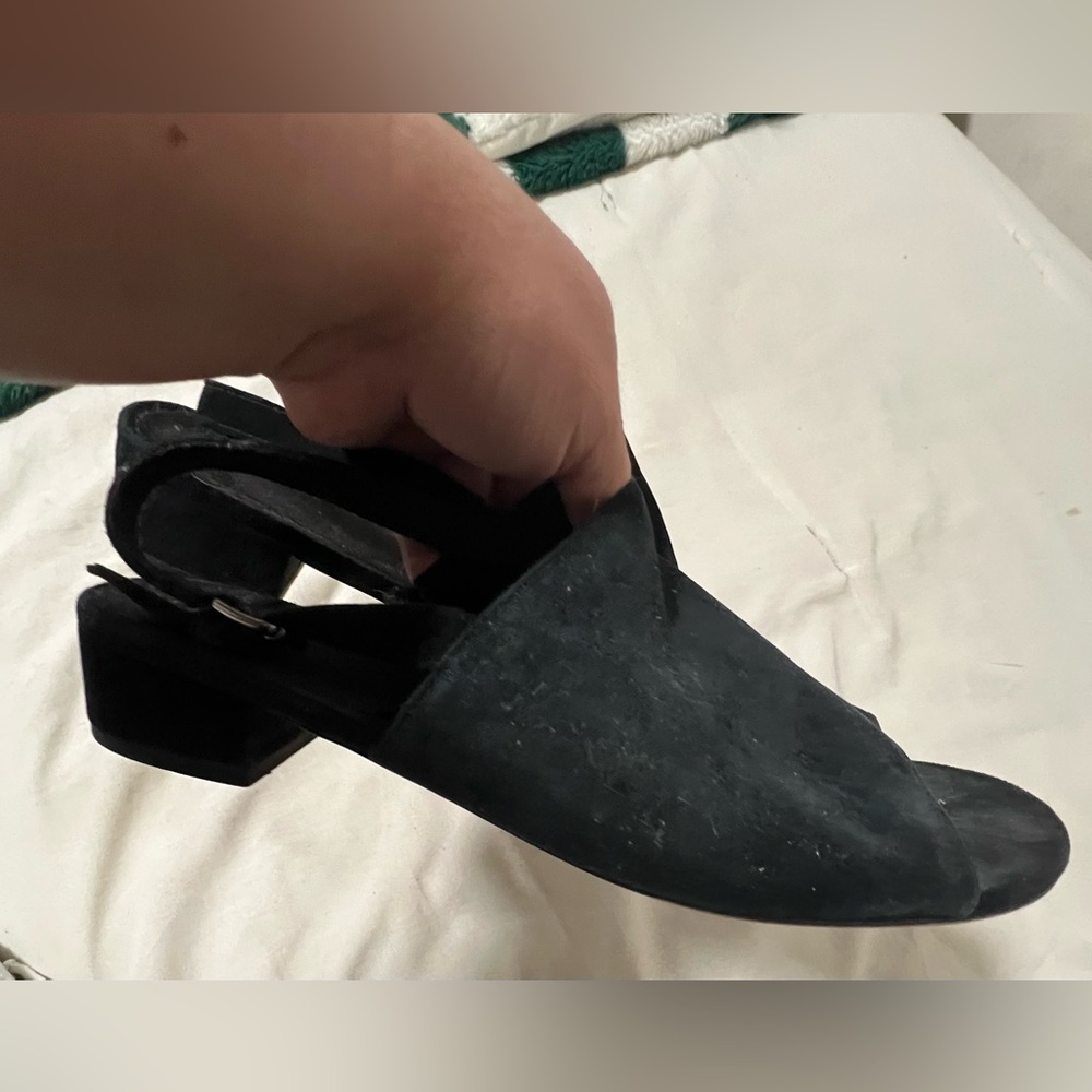 Genuine suede black Gap peep toe sling back mule sandals